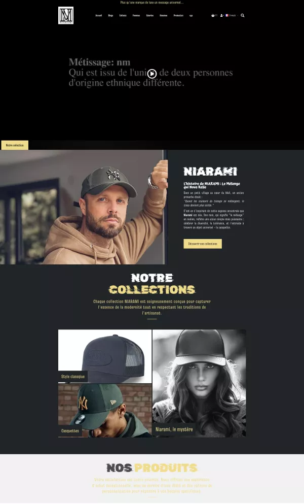 Template e-commerce casquette 